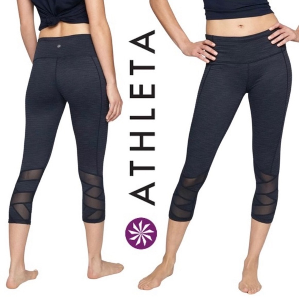 Athleta Jacquard Mantra Navy Crop Legging